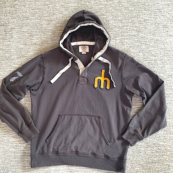 47 Brand Vintage Seattle Mariners Embroidered M Logo Baseball Pullover Hoodie L - Picture 12 of 12